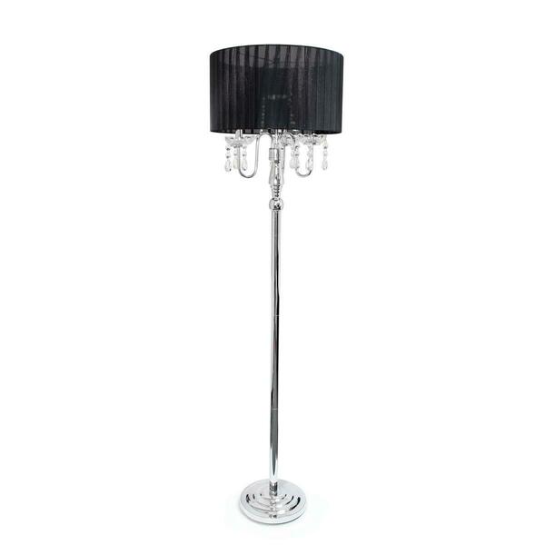 Star Brite Trendy Sheer Shade Floor Lamp with Hanging Crystals - Black ST34955